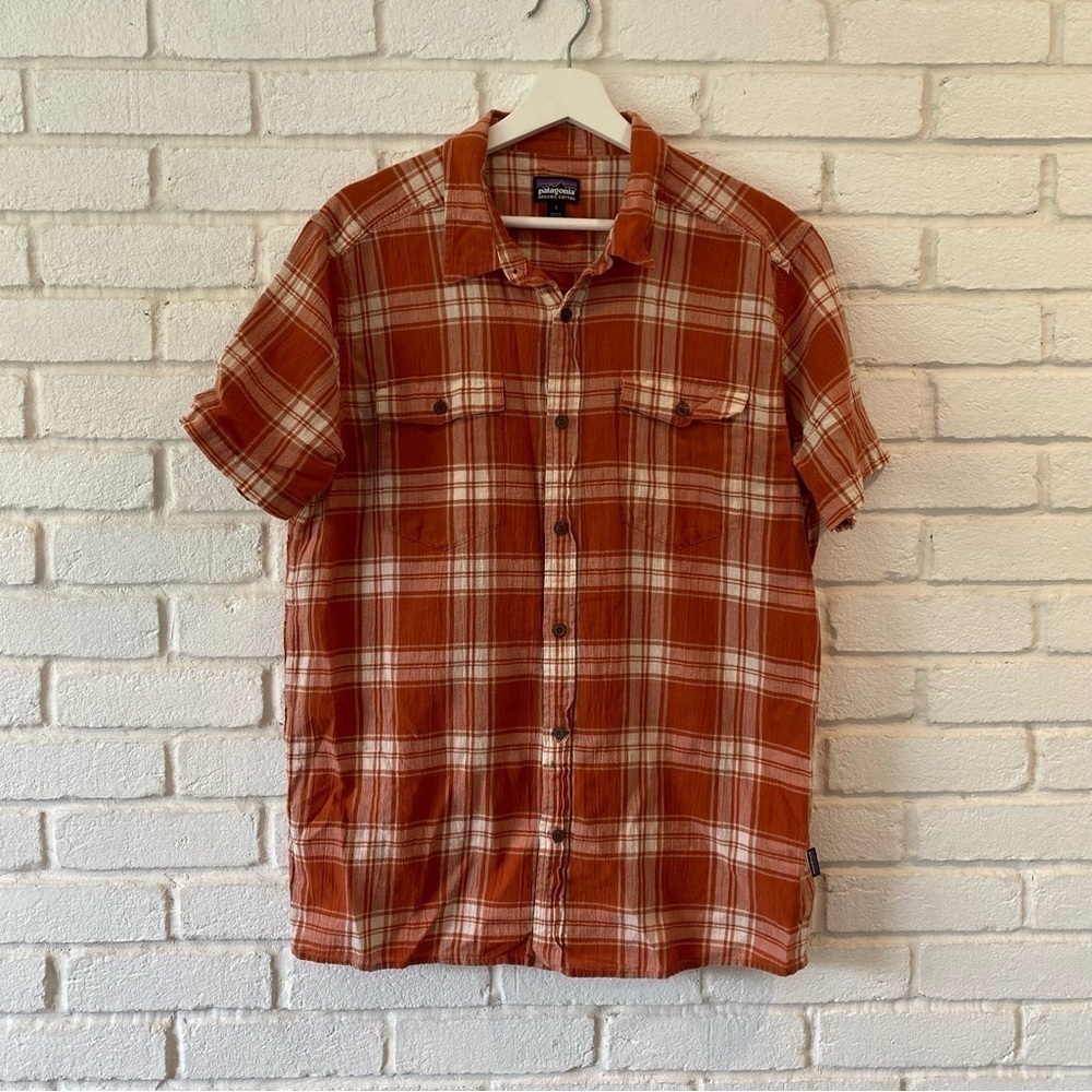 Patagonia Steersman Button Collared Shirt Organic Cotton Plaid Size Large
